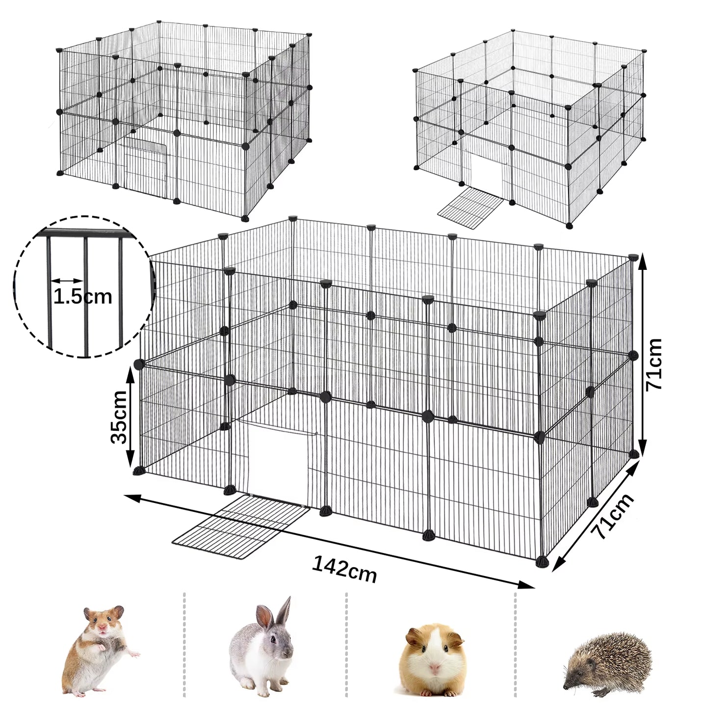 DIY Pet Fences Dog Cage Foldable Sleeping Playing Kennel House for Puppy Rabbits Guinea Pig Dogs Cat Exercise Training Outdoor