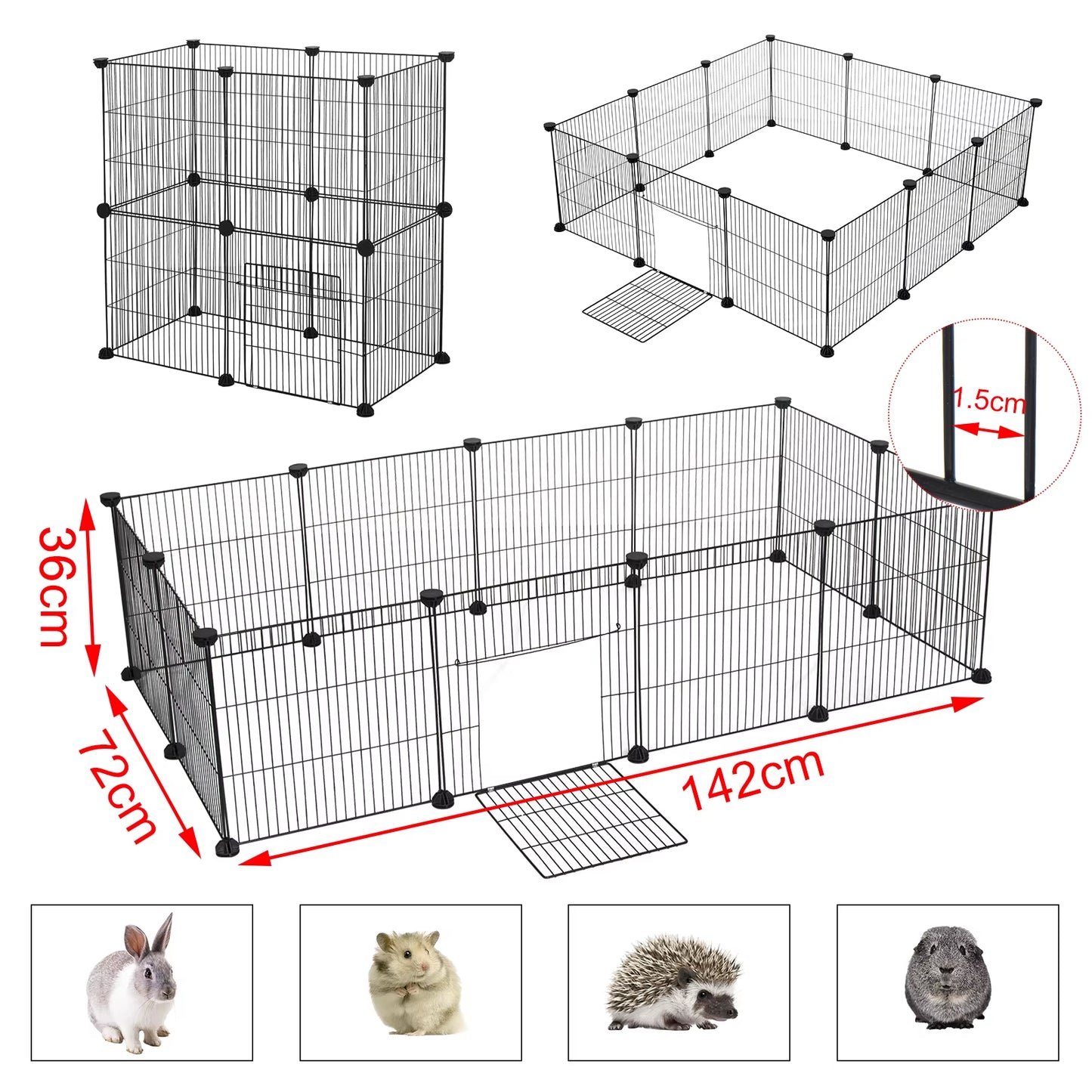 DIY Pet Fences Dog Cage Foldable Sleeping Playing Kennel House for Puppy Rabbits Guinea Pig Dogs Cat Exercise Training Outdoor