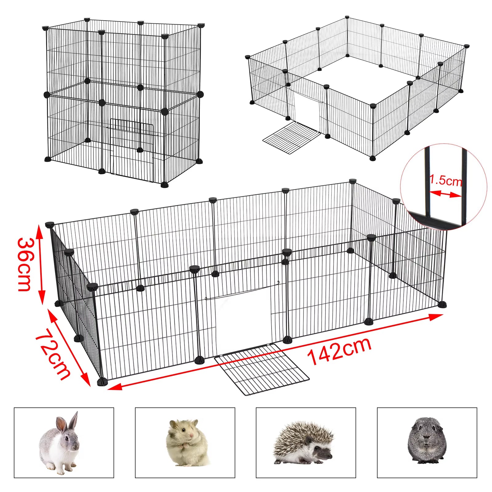 DIY Pet Fences Dog Cage Foldable Sleeping Playing Kennel House for Puppy Rabbits Guinea Pig Dogs Cat Exercise Training Outdoor